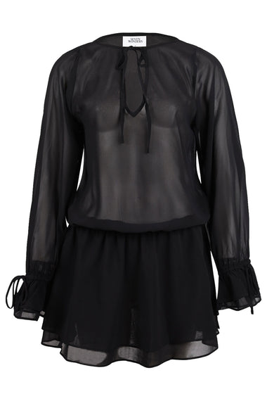 Samantha Ruffle  V Neck Mini Dress Black