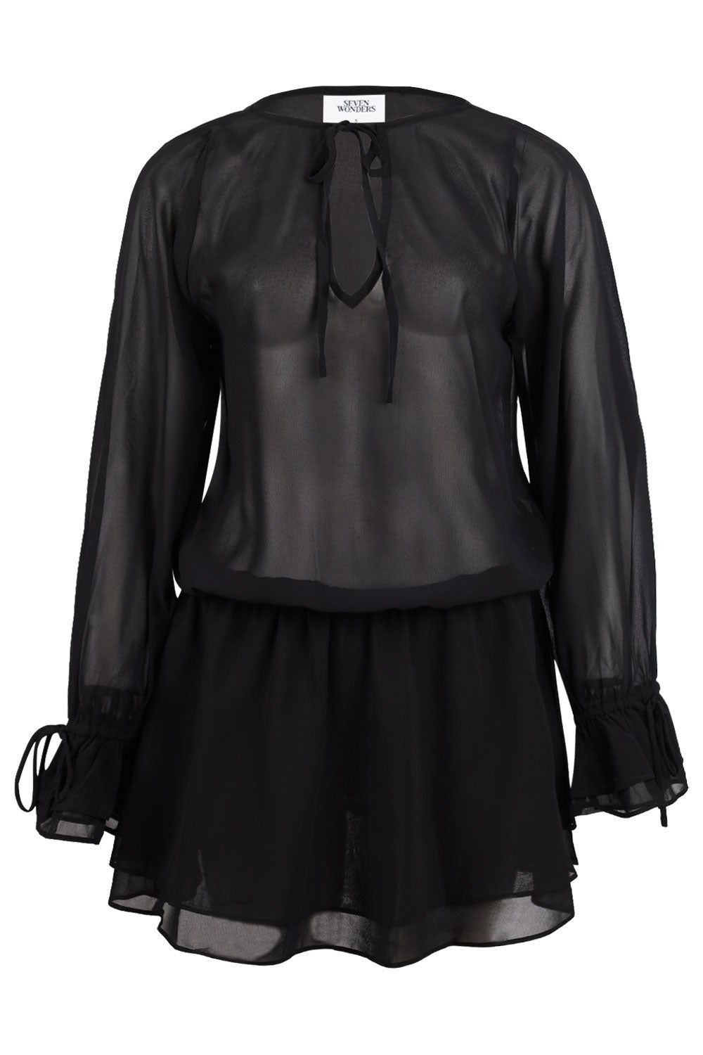 Load image into Gallery viewer, Samantha Ruffle  V Neck Mini Dress Black
