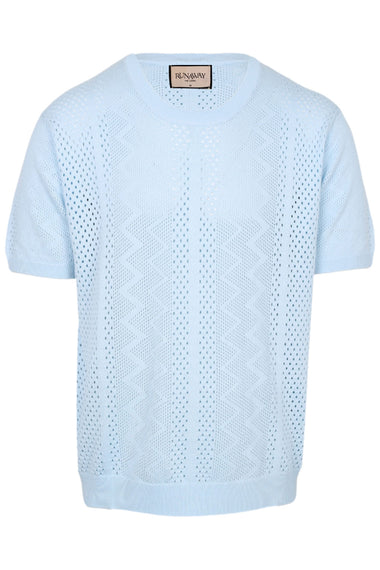 Sander Short Sleeve Knit Top Sky Blue