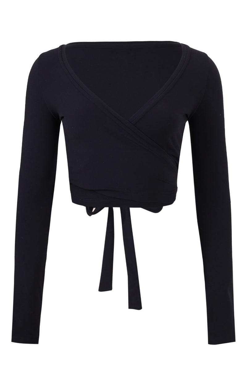 Torie Ballet Wrap Top Black