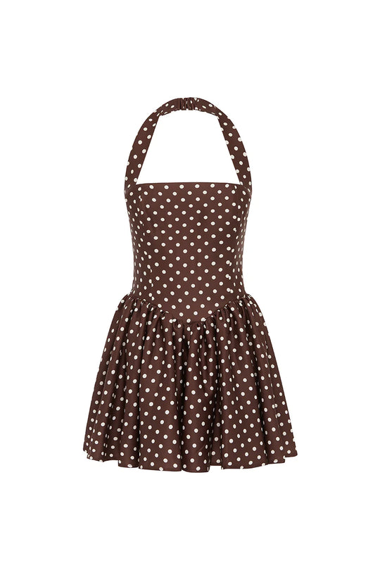 Load image into Gallery viewer, Winslow Mini Dress Chocolate Dot
