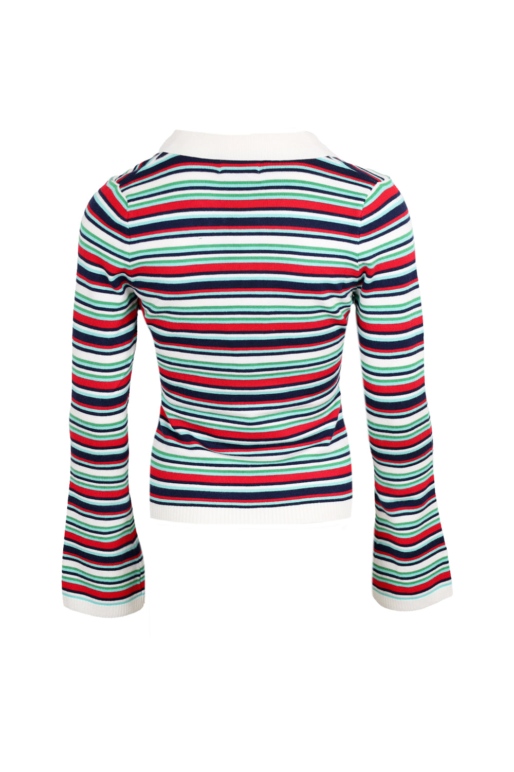 Load image into Gallery viewer, Xyla Collared Long Sleeve Knit Top - Xyla Stripe
