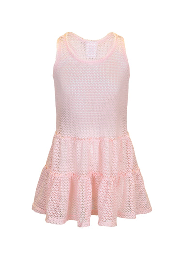 Crochet Pink Tank Dress Cover Up - Cover Up
