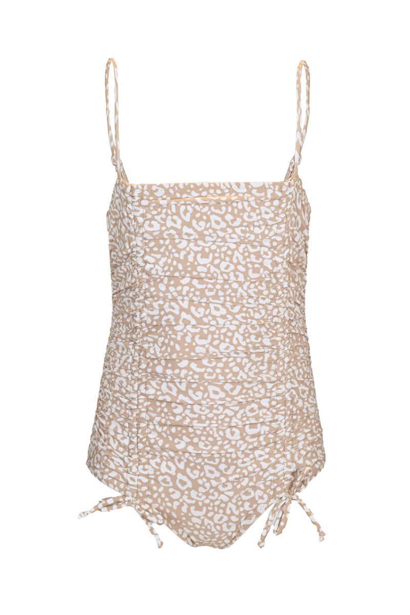 Ditsy Leopard Girls Cinched One Piece Swimsuit