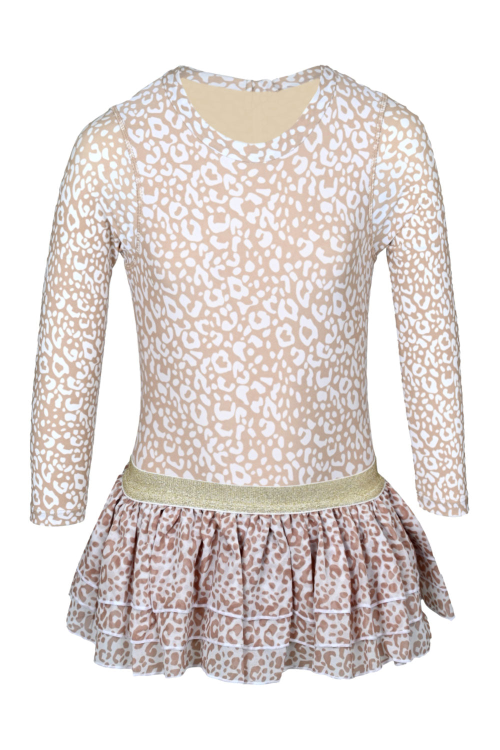 Load image into Gallery viewer, Ditsy Leopard Girls Long Sleeve One Piece &amp;amp; Tutu Swim Set
