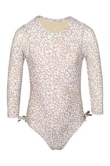 Ditsy Leopard Girls Long Sleeve One Piece & Tutu Swim Set