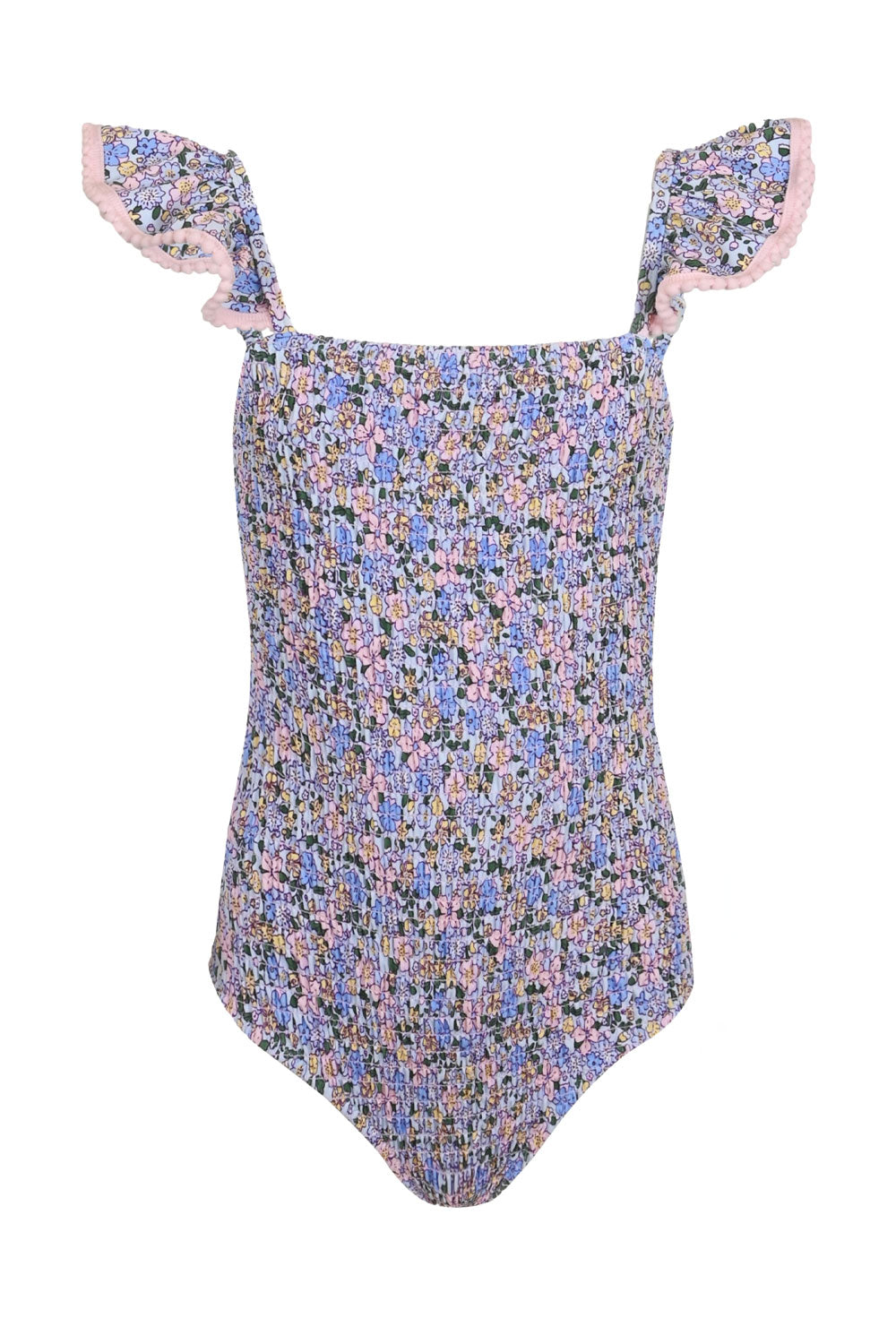 Load image into Gallery viewer, Flower Power Purple Smocked One Piece Swimsuit
