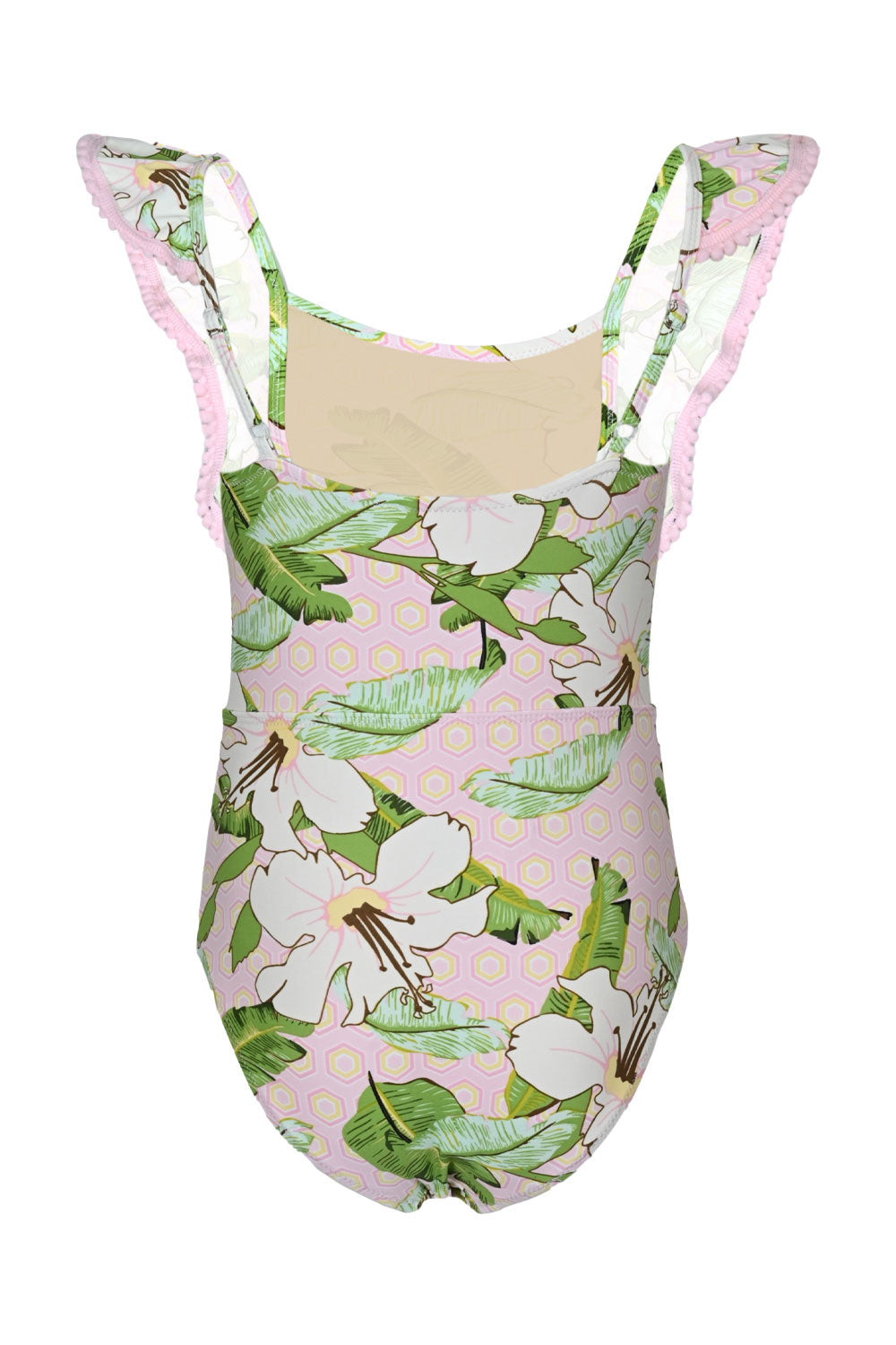 Load image into Gallery viewer, Hibiscus Botanical Pink Girls Ruffle One Shoulder One Piece Swimsuit
