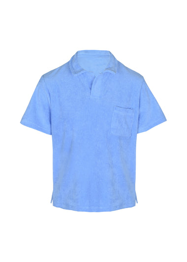 Light Blue Boys Terry Polo Top - Top