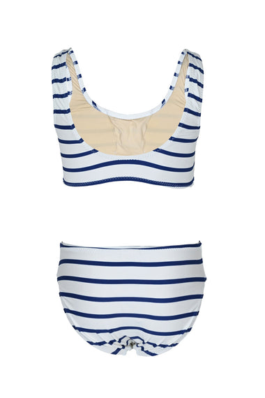 Nautical Stripe Girls Lace Up Bikini
