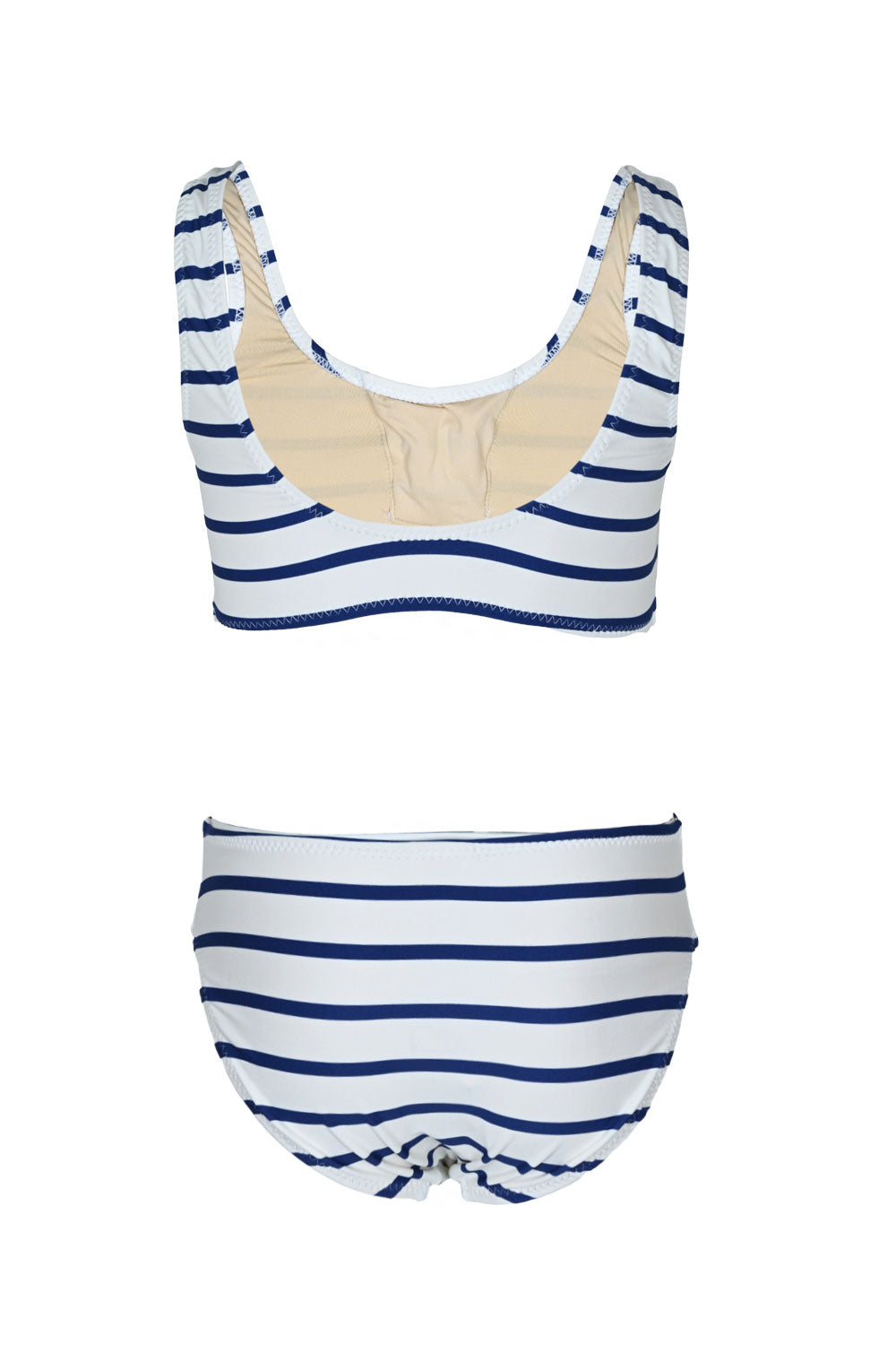 Load image into Gallery viewer, Nautical Stripe Girls Lace Up Bikini
