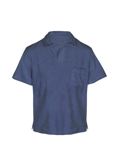 Navy Boys Terry Polo Top - Top
