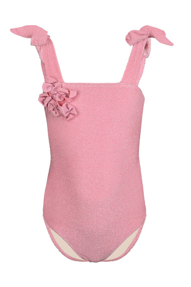 Pink Girls Shimmer Flower One Piece Swimsuit