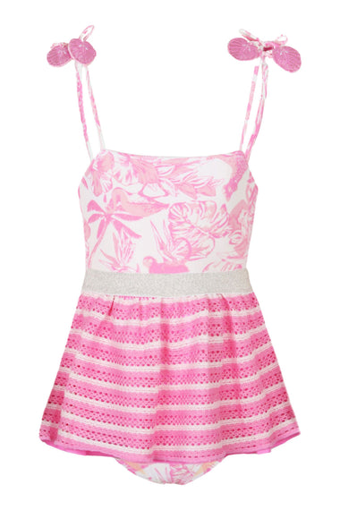 Pink Paradise One Piece With Crochet Skirt