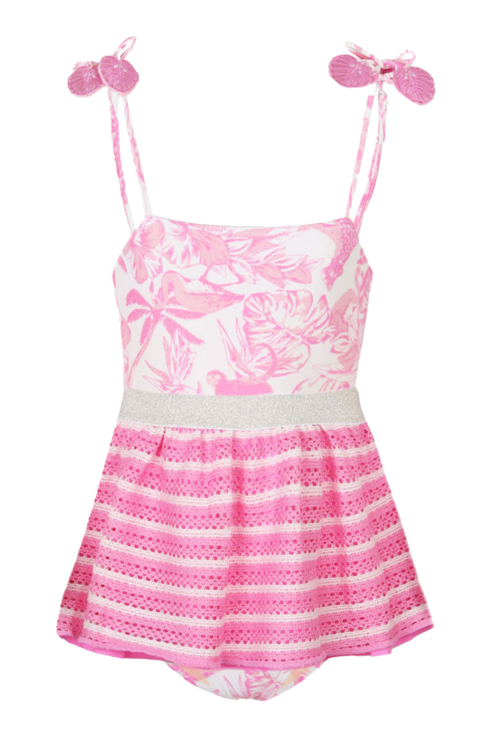 Load image into Gallery viewer, Pink Paradise One Piece With Crochet Skirt
