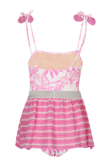 Pink Paradise One Piece With Crochet Skirt