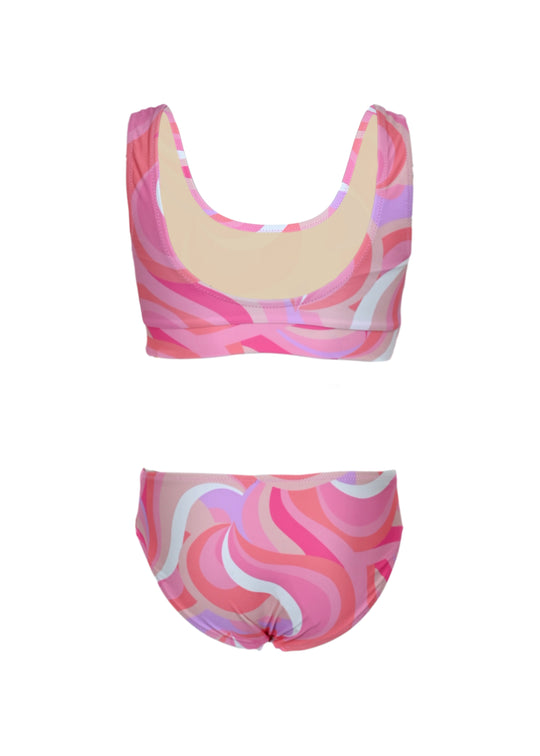 Load image into Gallery viewer, Pink Waves Girls Knot Front Bikini - Bikini
