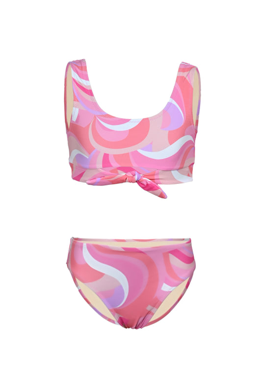 Load image into Gallery viewer, Pink Waves Girls Knot Front Bikini - Bikini

