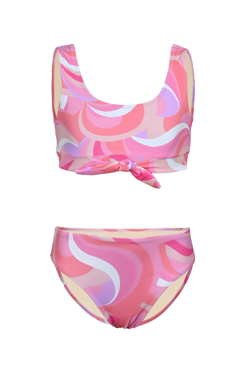 Pink Waves Girls Knot Front Bikini