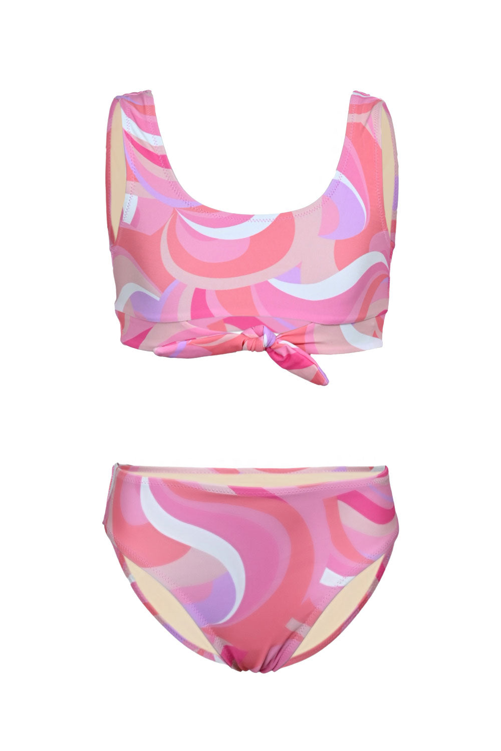 Load image into Gallery viewer, Pink Waves Girls Knot Front Bikini

