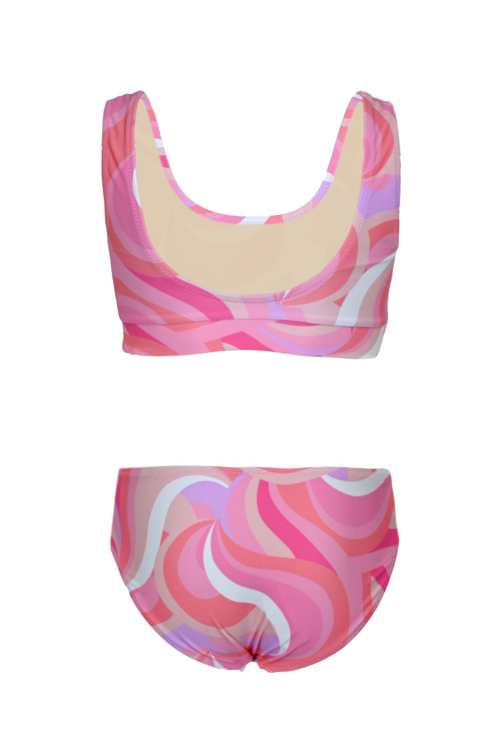 Load image into Gallery viewer, Pink Waves Girls Knot Front Bikini
