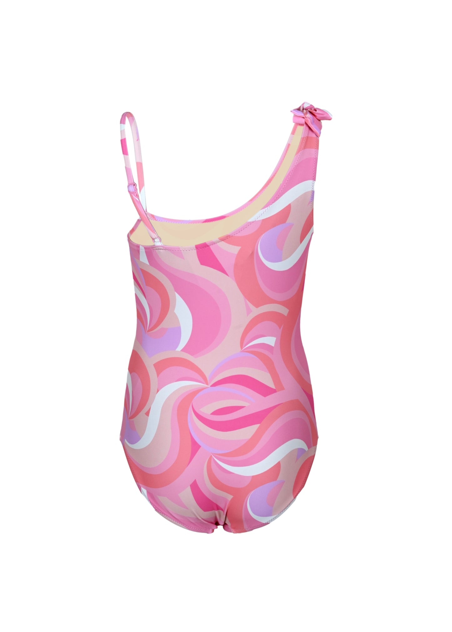 Pink Waves Girls One Shoulder One Piece Swimsuit - One Piece
