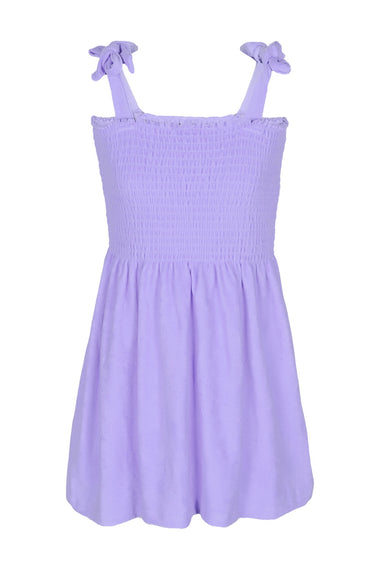 Purple Terry Girls Smocked Tank Dress