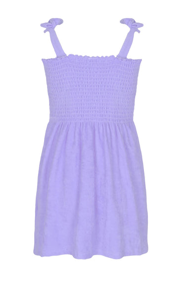 Purple Terry Girls Smocked Tank Dress