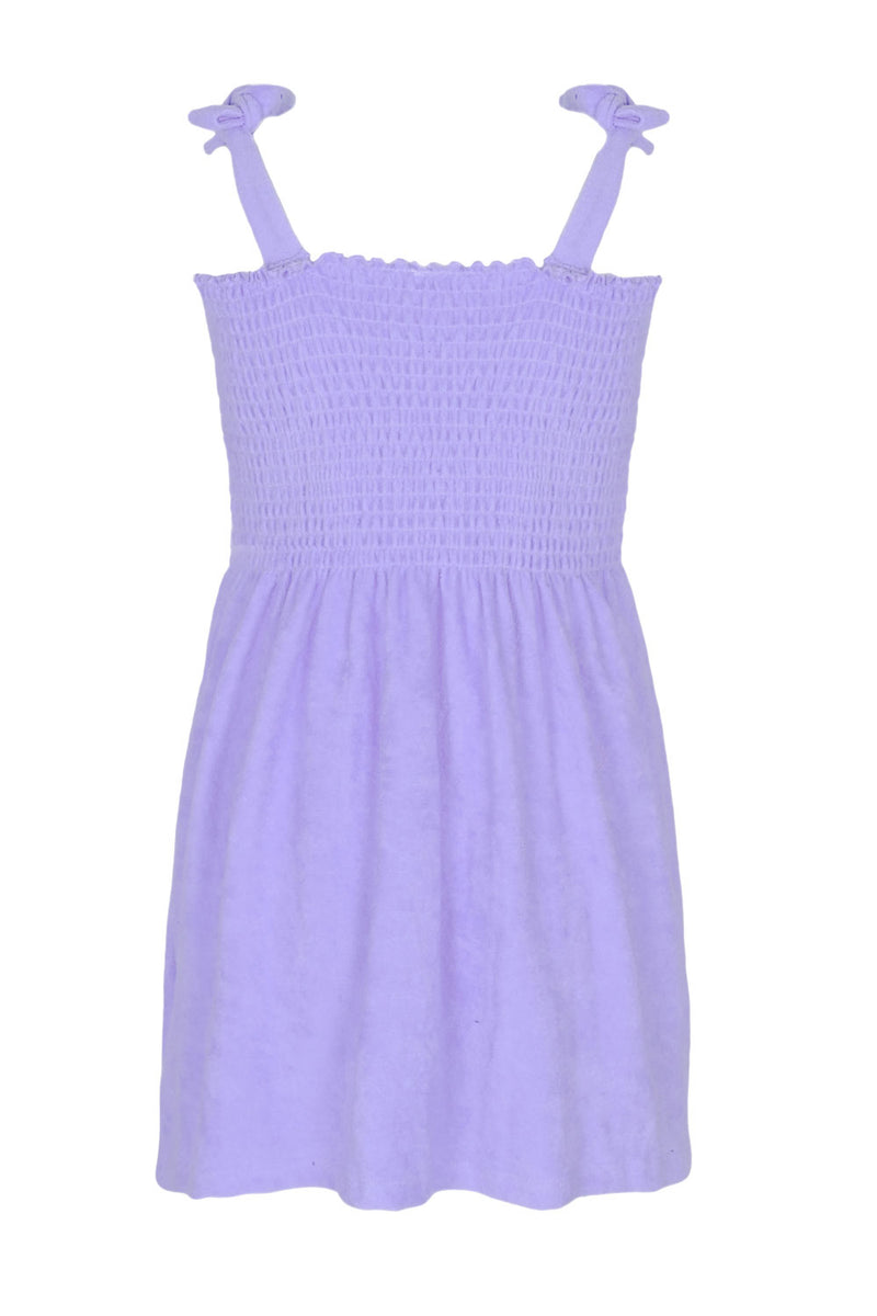 Purple Terry Girls Smocked Tank Dress