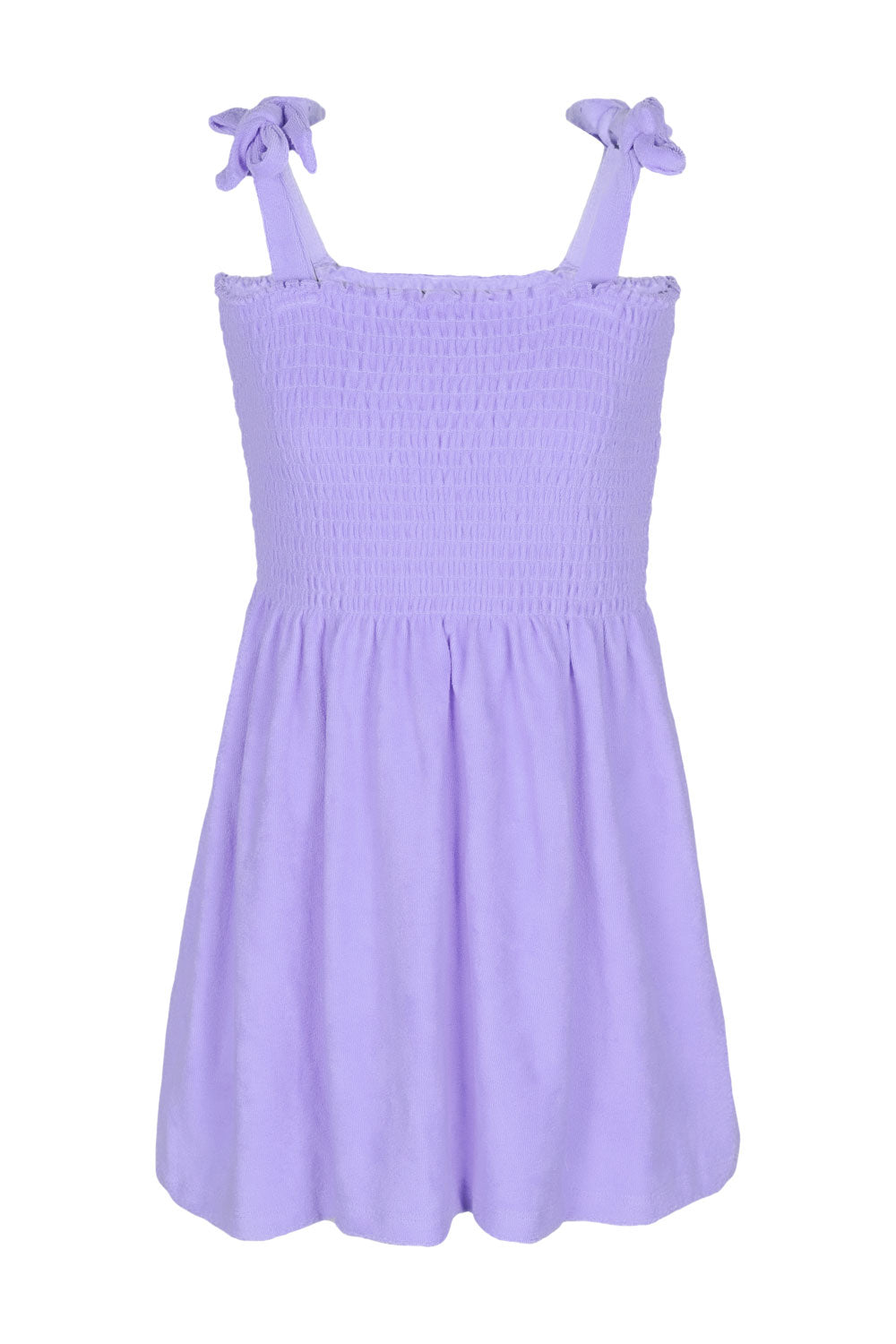 Load image into Gallery viewer, Purple Terry Girls Smocked Tank Dress
