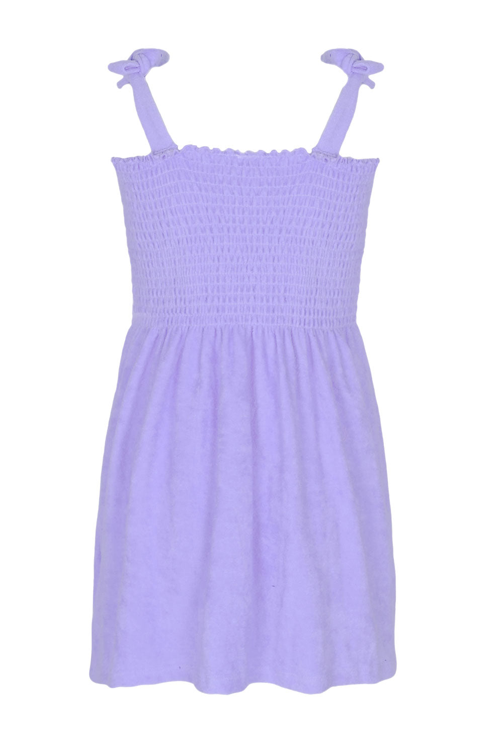 Load image into Gallery viewer, Purple Terry Girls Smocked Tank Dress
