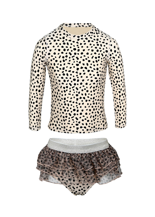 Rashguard Set w/ Tutu Girls Dalmation Leopard - Bikini