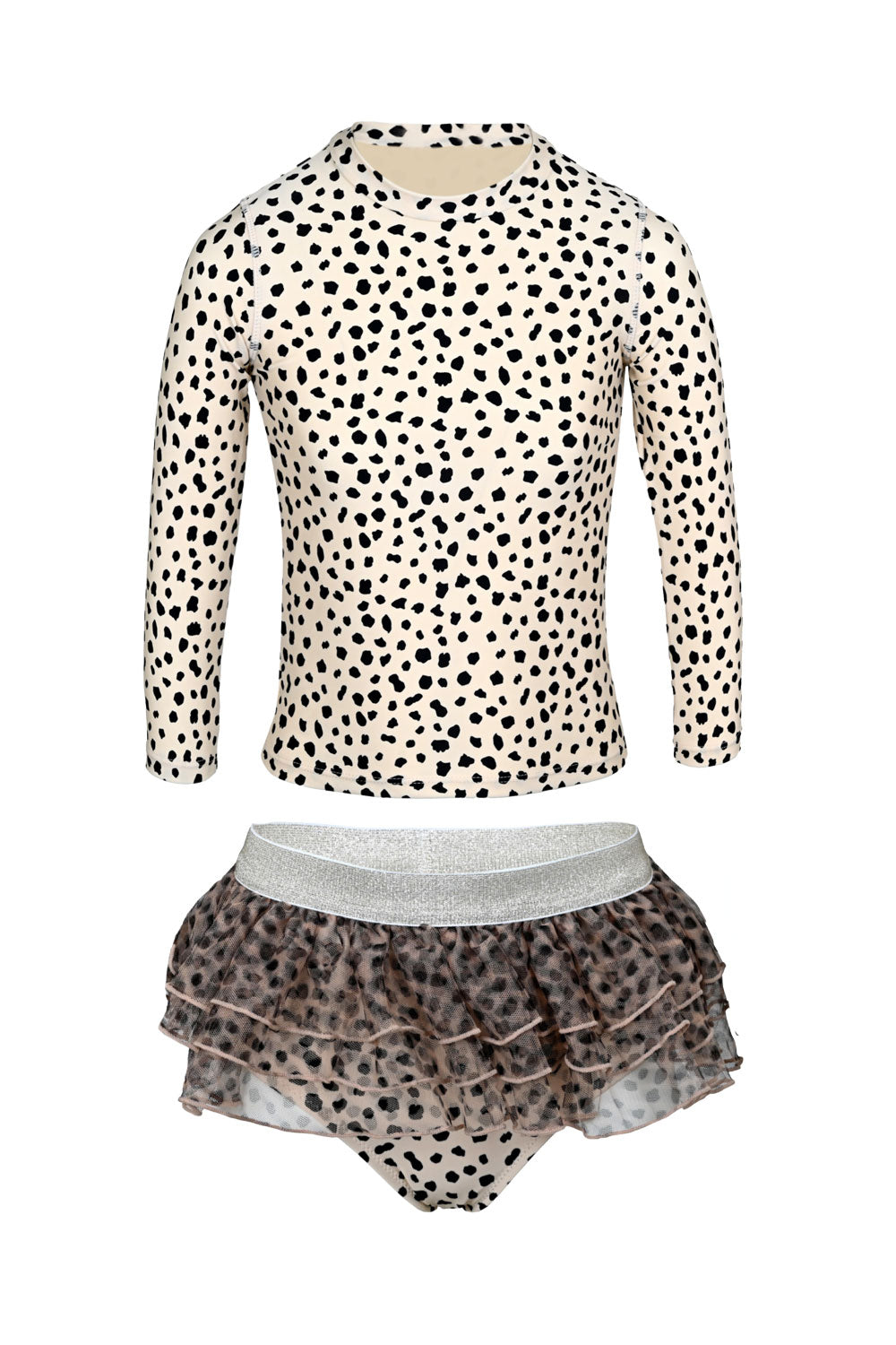 Load image into Gallery viewer, Rashguard Set w/ Tutu Girls Dalmation Leopard
