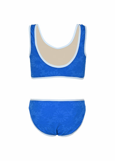 Royal Blue Floral Girls Textured Bikini - Bikini