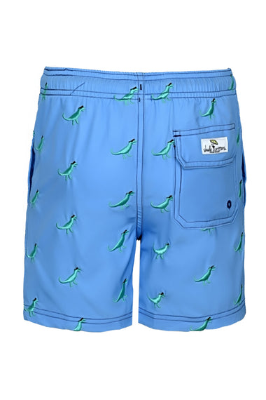 Shadey Dinos Boys 4 Way Stretch Water Appearing Embroidered Swim Trunks