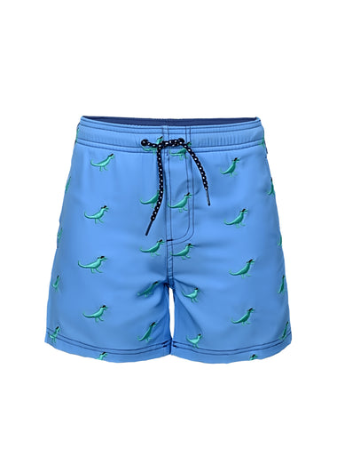 Shadey Dinos Boys 4 Way Stretch Water Appearing Embroidered Swim Trunks - Swim Shorts