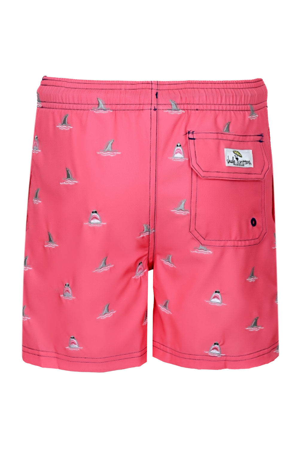 Shark Bite Boys 4 Way Stretch Water Appearing Embroidered Swim Trunks