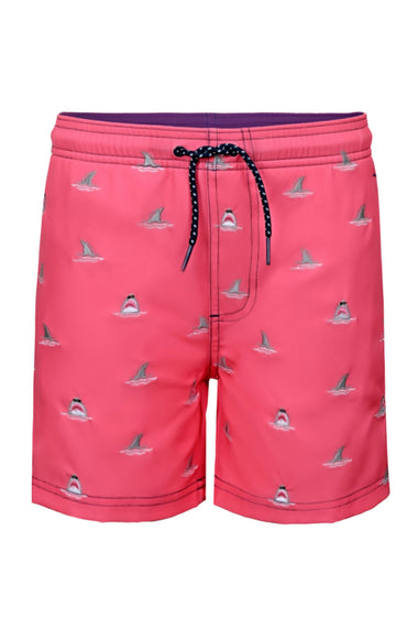 Shark Bite Boys 4 Way Stretch Water Appearing Embroidered Swim Trunks