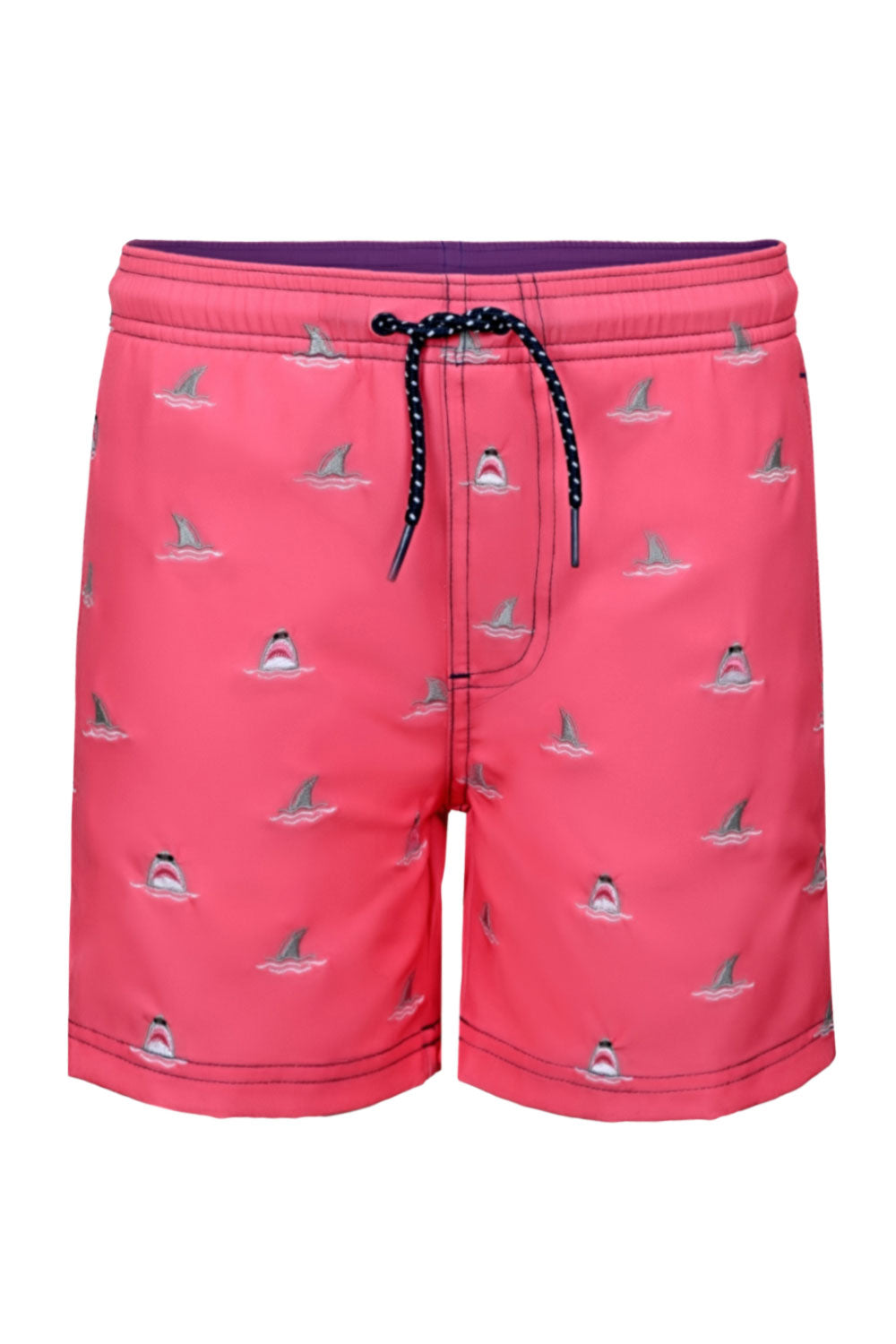 Shark Bite Boys 4 Way Stretch Water Appearing Embroidered Swim Trunks