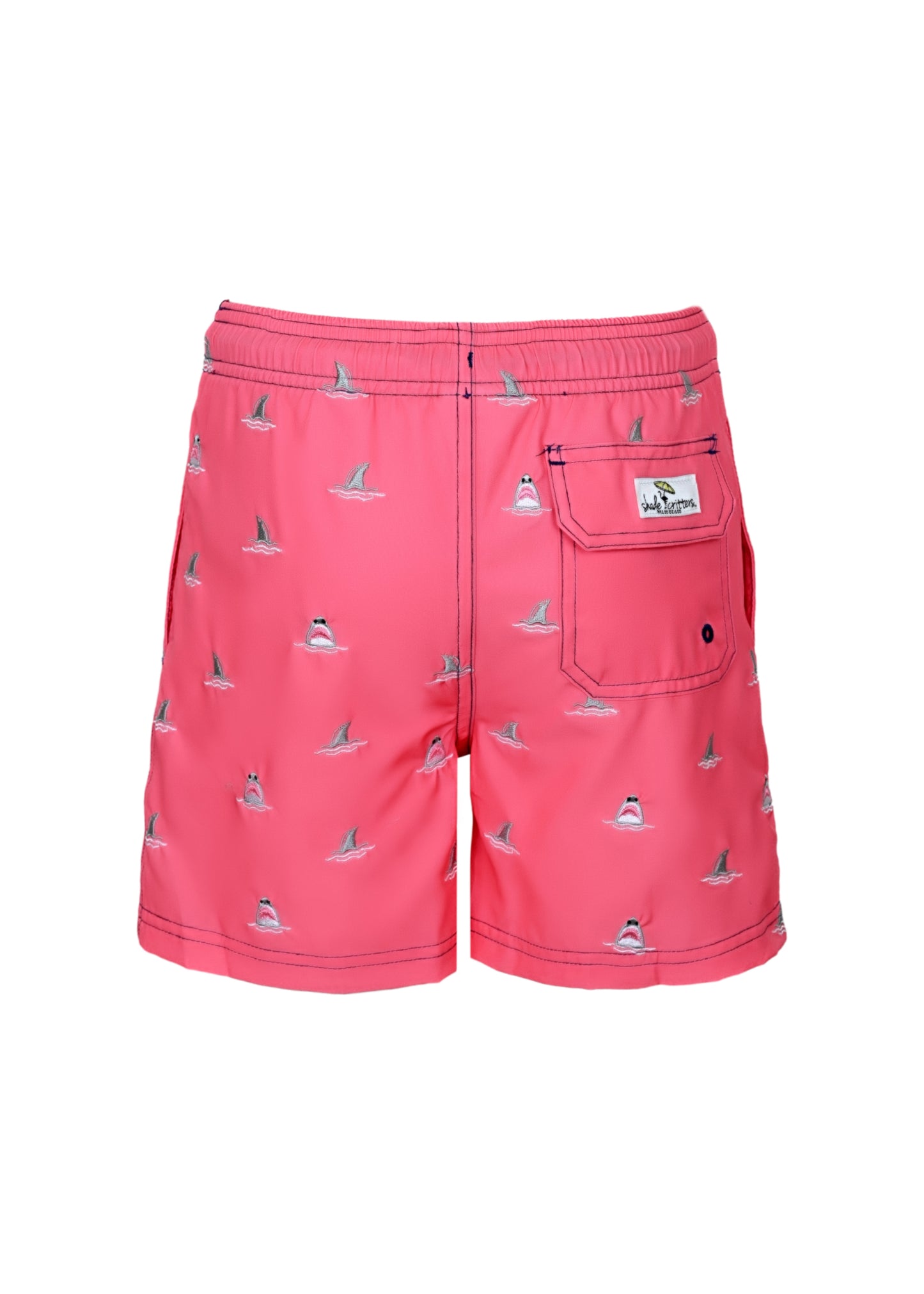 Shark Bite Boys 4 Way Stretch Water Appearing Embroidered Swim Trunks - Swim Shorts