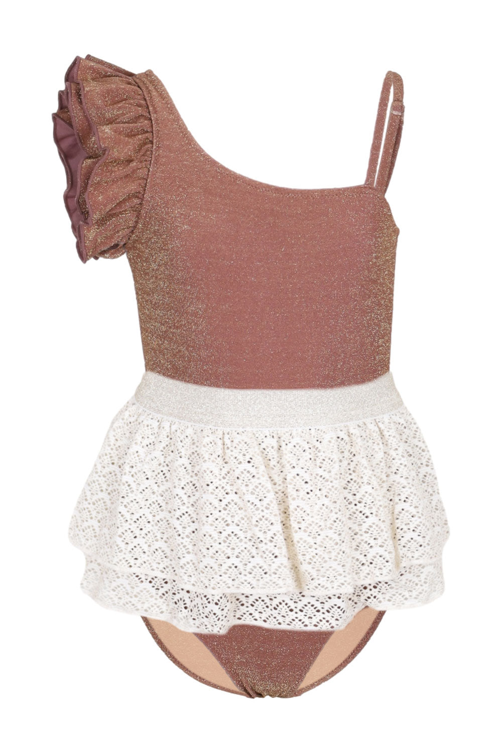 Shimmer Mocha Crochet Skirt With One Piece