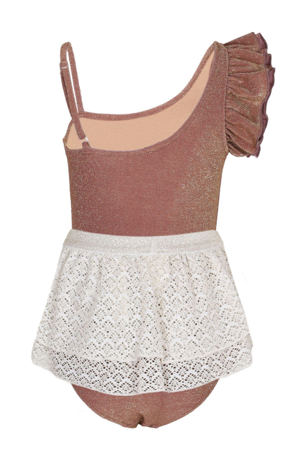 Shimmer Mocha Crochet Skirt With One Piece