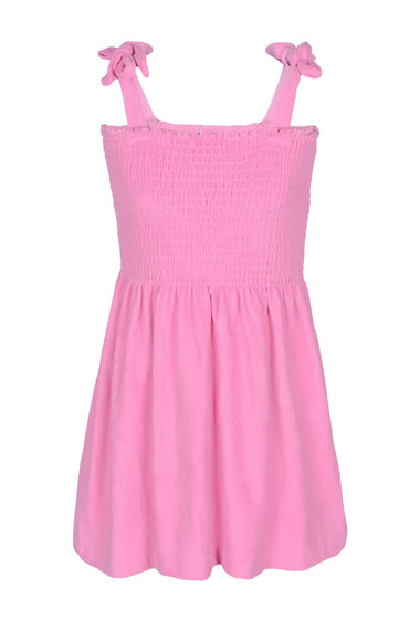 Terry Girls Smocked Hot Pink Tank Dress