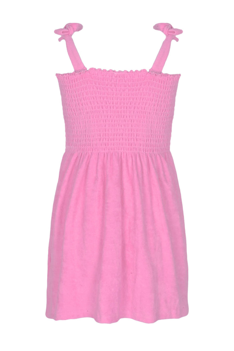 Terry Girls Smocked Hot Pink Tank Dress