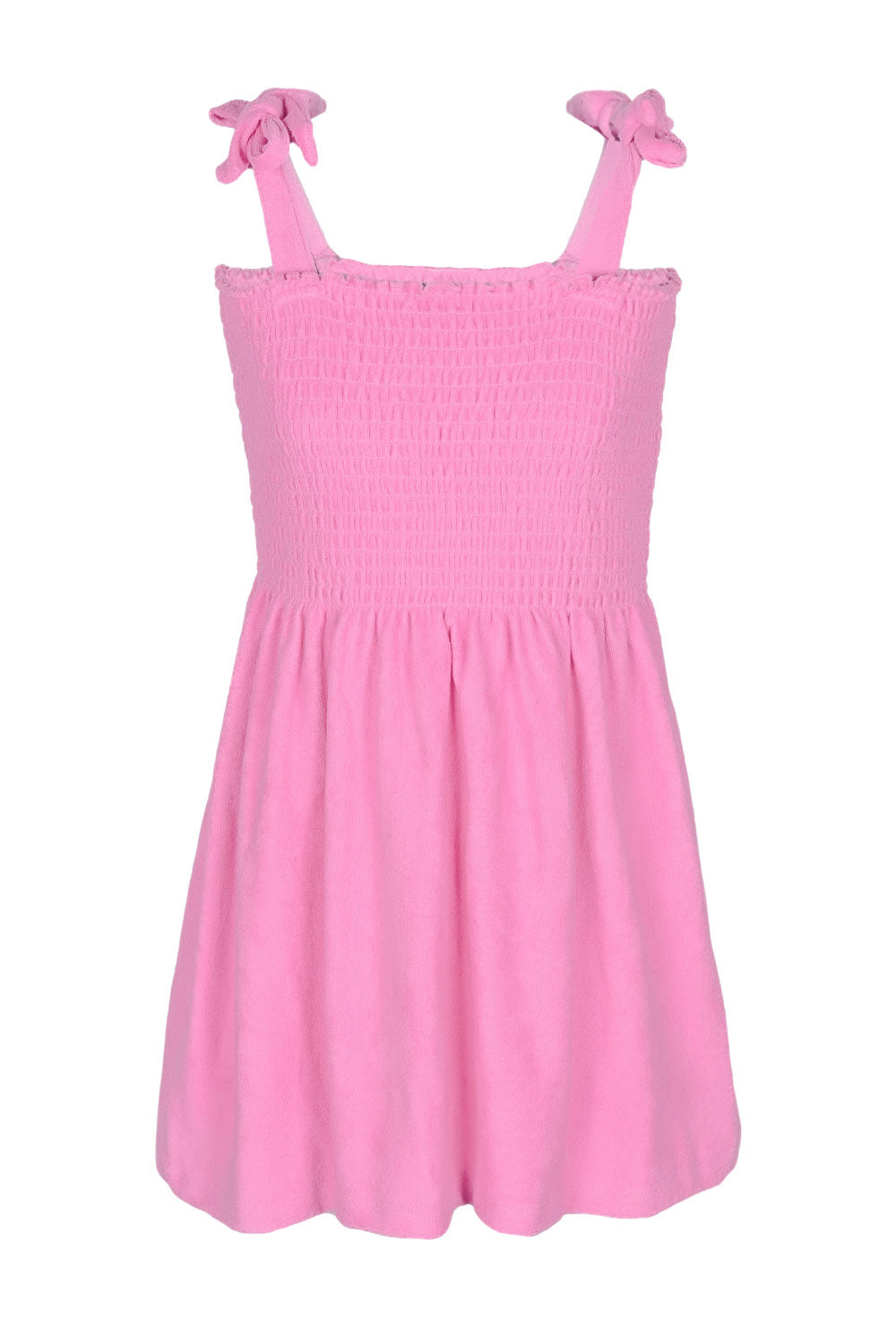 Load image into Gallery viewer, Terry Girls Smocked Hot Pink Tank Dress
