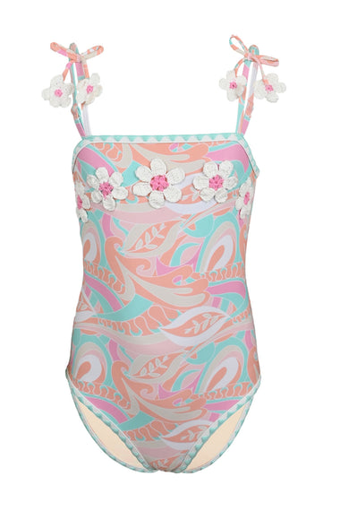 Tutti Fruity Girls Crochet Daisy PomPom One Piece Swimsuit