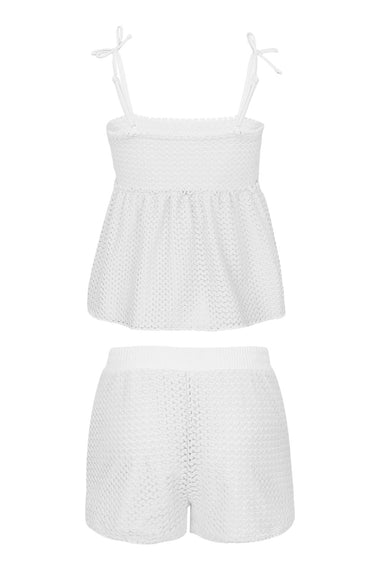 White Girls Crochet Peplum Tank & Short Cover Up Set