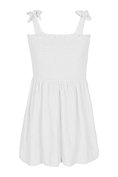 White Terry Girls Smocked Tank Dress
