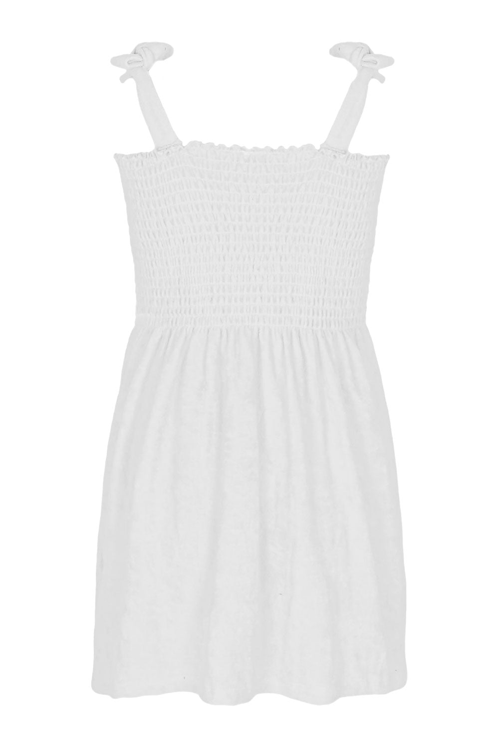 Load image into Gallery viewer, White Terry Girls Smocked Tank Dress
