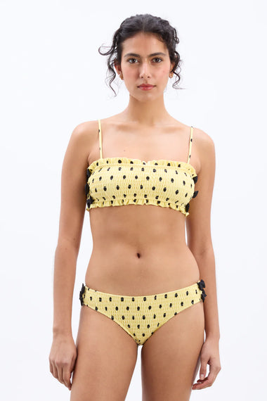 Jezebel Shirred Bow Bikini Top Butter Spot